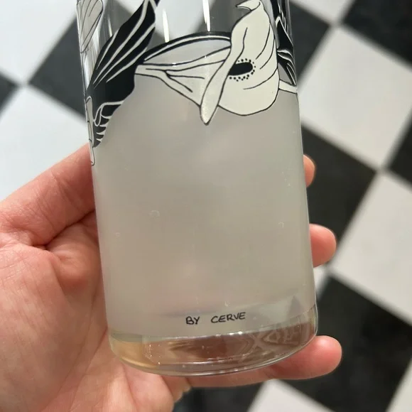 Vintage Floral Highball Glasses - Black & White - Made in Italy - Picture 4 of 4